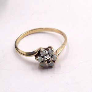 Antique 10K gold & opals with small diamond s